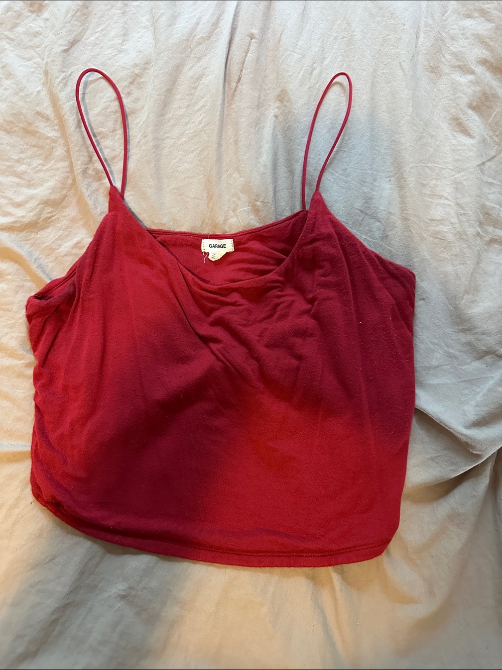 Garage Red Spaghetti Strap Crop Tank